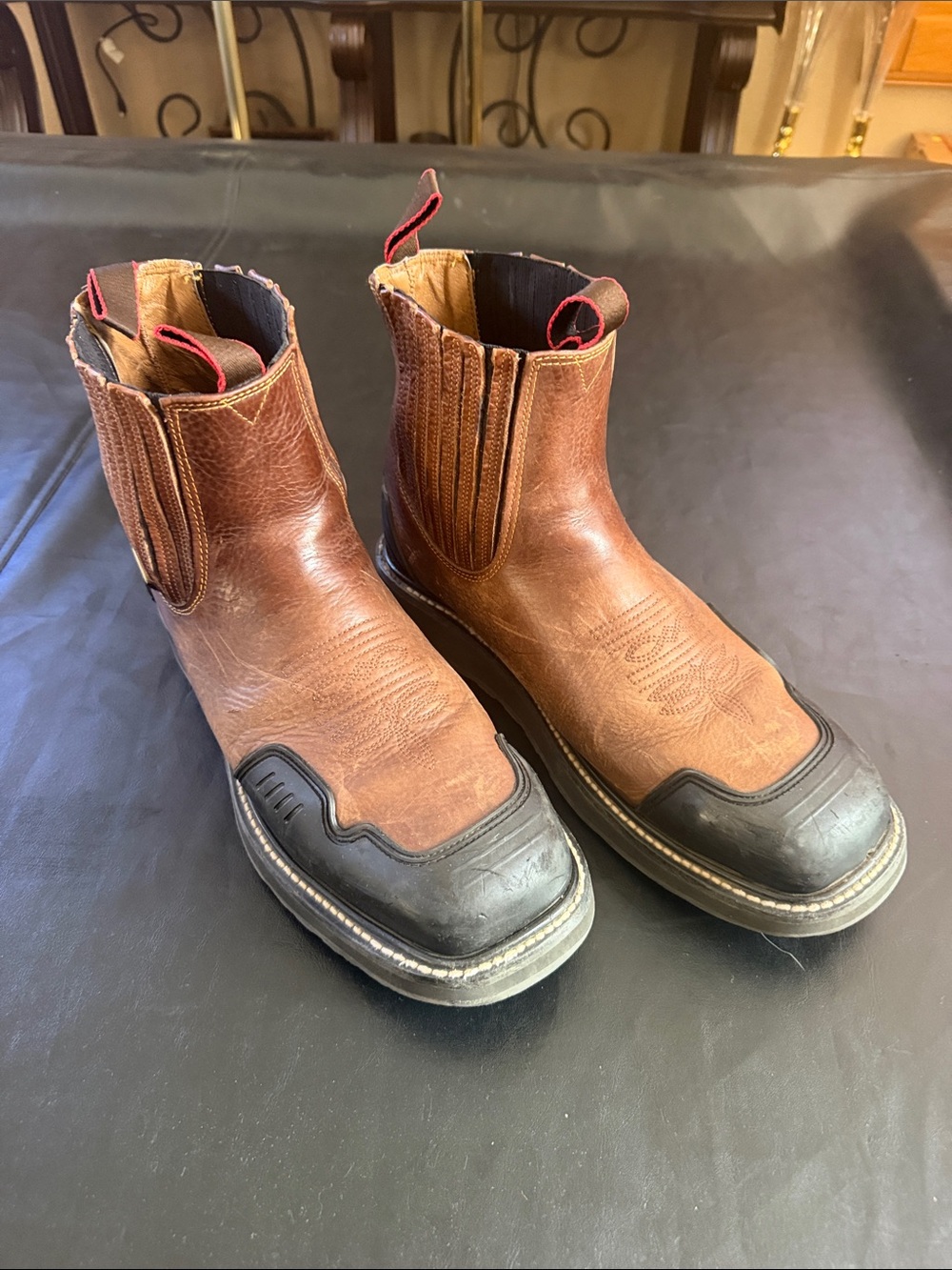Men's Brown Western Work Boots with Black Protective Toe